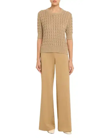 Max Mara Linen Cable-Knit Short-Sleeve Sweater | Thumbnail 1 Max Mara Linen Cable-Knit Short-Sleeve Sweater | Thumbnail 1