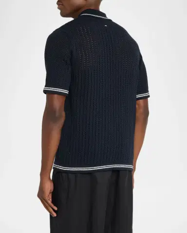 rag & bone Men 's Johnny Collar Crochet Polo Shirt | Thumbnail 3 rag & bone Men 's Johnny Collar Crochet Polo Shirt | Thumbnail 3