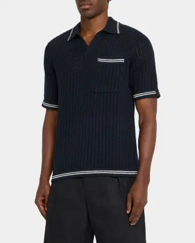 rag & bone Men 's Johnny Collar Crochet Polo Shirt | Thumbnail 4 rag & bone Men 's Johnny Collar Crochet Polo Shirt | Thumbnail 4
