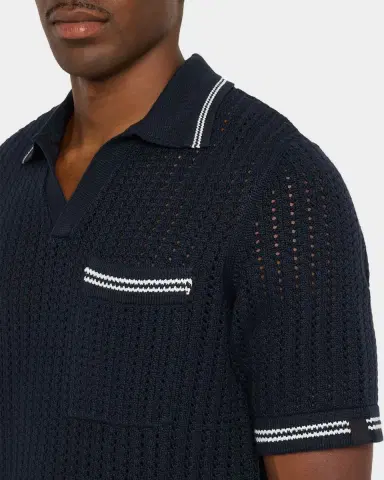 rag & bone Men 's Johnny Collar Crochet Polo Shirt | Thumbnail 5 rag & bone Men 's Johnny Collar Crochet Polo Shirt | Thumbnail 5