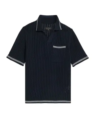 rag & bone Men 's Johnny Collar Crochet Polo Shirt | Thumbnail 1 rag & bone Men 's Johnny Collar Crochet Polo Shirt | Thumbnail 1