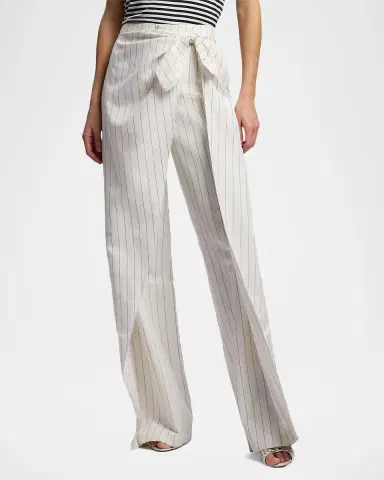 Ralph Lauren Collection Pinstripe Linen Straight-Leg Sarong Pants | Thumbnail 3 Ralph Lauren Collection Pinstripe Linen Straight-Leg Sarong Pants | Thumbnail 3