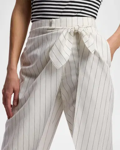 Ralph Lauren Collection Pinstripe Linen Straight-Leg Sarong Pants | Thumbnail 4 Ralph Lauren Collection Pinstripe Linen Straight-Leg Sarong Pants | Thumbnail 4