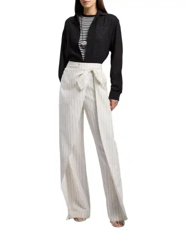 Ralph Lauren Collection Pinstripe Linen Straight-Leg Sarong Pants | Thumbnail 1 Ralph Lauren Collection Pinstripe Linen Straight-Leg Sarong Pants | Thumbnail 1