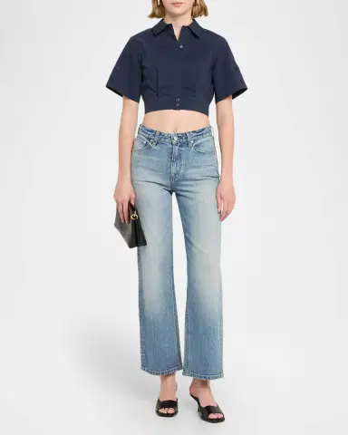 Simkhai Sabrina Cropped Short-Sleeve Top | Thumbnail 2 Simkhai Sabrina Cropped Short-Sleeve Top | Thumbnail 2