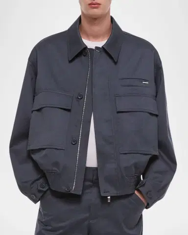 Helmut Lang Men's Cotton Flap-Pocket Bomber Jacket | Thumbnail 5 Helmut Lang Men's Cotton Flap-Pocket Bomber Jacket | Thumbnail 5