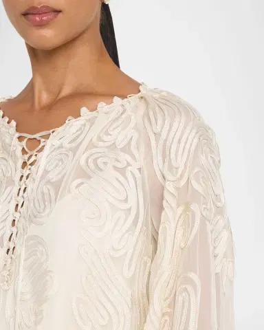 Kobi Halperin Florence Embroidered Lace-Up Blouse | Thumbnail 5 Kobi Halperin Florence Embroidered Lace-Up Blouse | Thumbnail 5