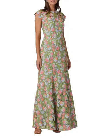 Shoshanna Raven Cap-Sleeve Floral Lace Gown | Thumbnail 1 Shoshanna Raven Cap-Sleeve Floral Lace Gown | Thumbnail 1