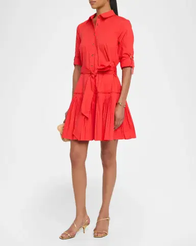 Shoshanna McLean Pleated Stretch Cotton Mini Shirtdress | Thumbnail 3 Shoshanna McLean Pleated Stretch Cotton Mini Shirtdress | Thumbnail 3