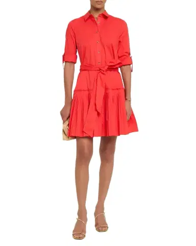 Shoshanna McLean Pleated Stretch Cotton Mini Shirtdress | Thumbnail 1 Shoshanna McLean Pleated Stretch Cotton Mini Shirtdress | Thumbnail 1