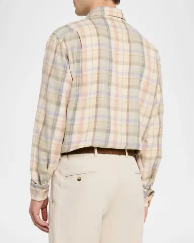 Ralph Lauren Purple Label Men's Hemp and Cotton Check Button-Down Shirt | Thumbnail 2 Ralph Lauren Purple Label Men's Hemp and Cotton Check Button-Down Shirt | Thumbnail 2