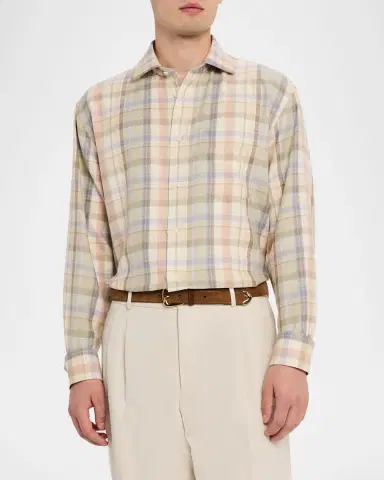 Ralph Lauren Purple Label Men's Hemp and Cotton Check Button-Down Shirt | Thumbnail 3 Ralph Lauren Purple Label Men's Hemp and Cotton Check Button-Down Shirt | Thumbnail 3