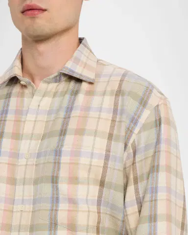 Ralph Lauren Purple Label Men's Hemp and Cotton Check Button-Down Shirt | Thumbnail 4 Ralph Lauren Purple Label Men's Hemp and Cotton Check Button-Down Shirt | Thumbnail 4