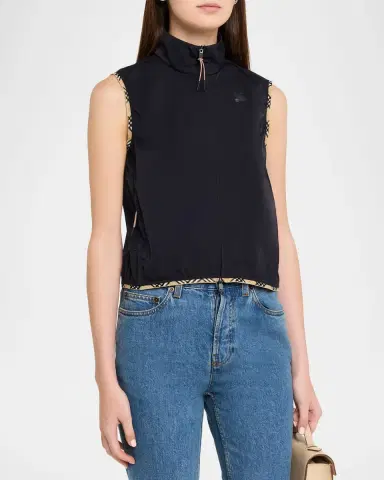 Burberry Aimee Check-Trim Perforated Nylon Vest | Thumbnail 4 Burberry Aimee Check-Trim Perforated Nylon Vest | Thumbnail 4