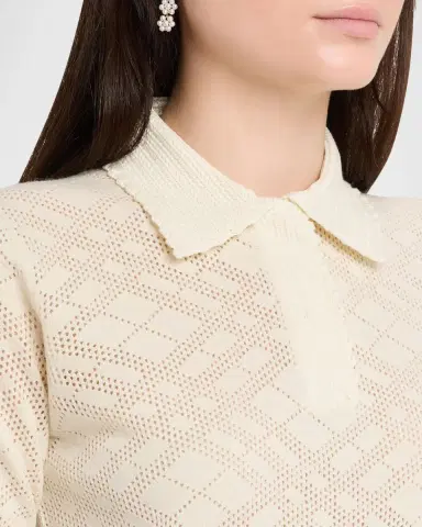 Burberry Petra Check-Knit Wool-Silk Polo Shirt | Thumbnail 5 Burberry Petra Check-Knit Wool-Silk Polo Shirt | Thumbnail 5