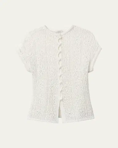 Lafayette 148 New York Lace-Stitch Cotton Knit Sweater | Thumbnail 5 Lafayette 148 New York Lace-Stitch Cotton Knit Sweater | Thumbnail 5