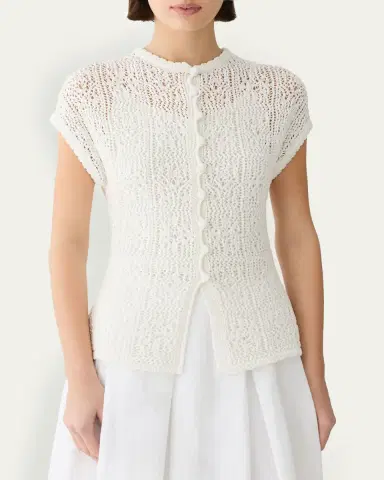Lafayette 148 New York Lace-Stitch Cotton Knit Sweater | Thumbnail 8 Lafayette 148 New York Lace-Stitch Cotton Knit Sweater | Thumbnail 8