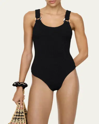 Burberry x Hunza G Domino Check Ring One-Piece Swimsuit | Thumbnail 5 Burberry x Hunza G Domino Check Ring One-Piece Swimsuit | Thumbnail 5