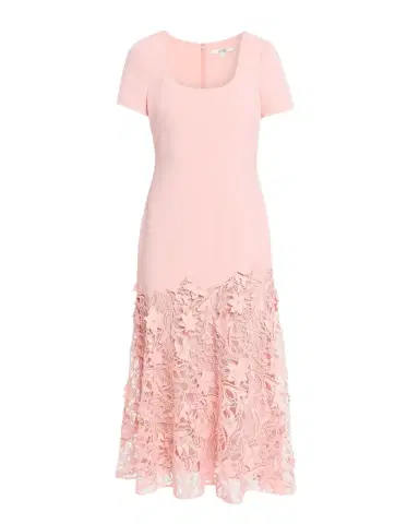 BADGLEY MISCHKA Drop-Waist Crepe & Lace Midi Dress | Thumbnail 1 BADGLEY MISCHKA Drop-Waist Crepe & Lace Midi Dress | Thumbnail 1