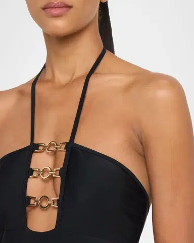 Ramy Brook Lorena Chain Halter One-Piece Swimsuit | Thumbnail 4 Ramy Brook Lorena Chain Halter One-Piece Swimsuit | Thumbnail 4