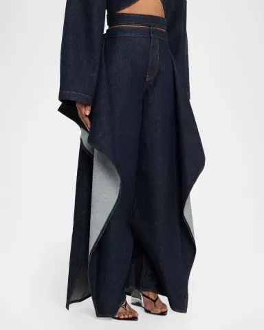 Alaïa Ruffle Flap Wide-Leg Denim Pants | Thumbnail 4 Alaïa Ruffle Flap Wide-Leg Denim Pants | Thumbnail 4