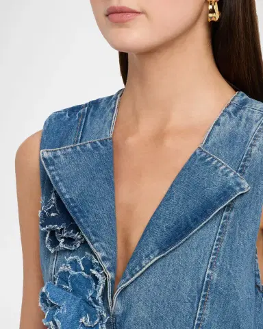 Ganni Denim Floral Appliqué Mini Dress | Thumbnail 5 Ganni Denim Floral Appliqué Mini Dress | Thumbnail 5