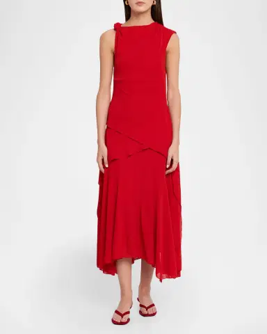 Ganni Draped Marl Mesh Midi Dress | Thumbnail 2 Ganni Draped Marl Mesh Midi Dress | Thumbnail 2