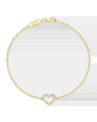 Jennifer Meyer 18K Open Heart Bracelet with Diamonds | Thumbnail 2 Jennifer Meyer 18K Open Heart Bracelet with Diamonds | Thumbnail 2