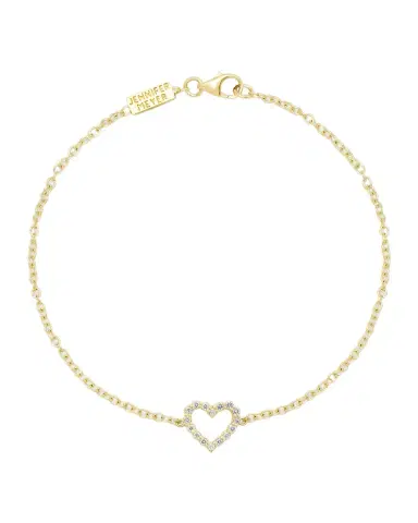 Jennifer Meyer 18K Open Heart Bracelet with Diamonds | Thumbnail 1 Jennifer Meyer 18K Open Heart Bracelet with Diamonds | Thumbnail 1