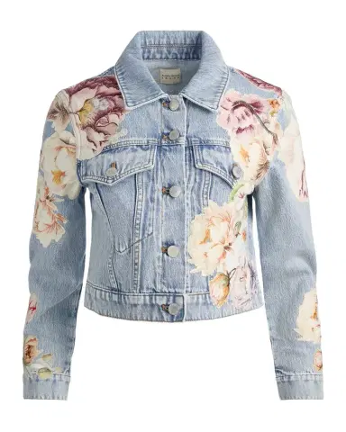 ALICE + OLIVIA Chloe Floral Embroidered Cropped Denim Jacket | Thumbnail 1 ALICE + OLIVIA Chloe Floral Embroidered Cropped Denim Jacket | Thumbnail 1