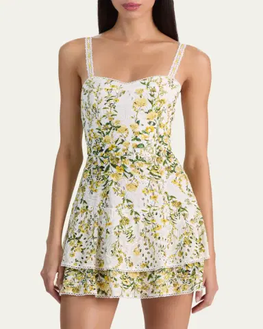 Alice + Olivia Meredith Embroidered Floral Mini Dress | Thumbnail 4 Alice + Olivia Meredith Embroidered Floral Mini Dress | Thumbnail 4