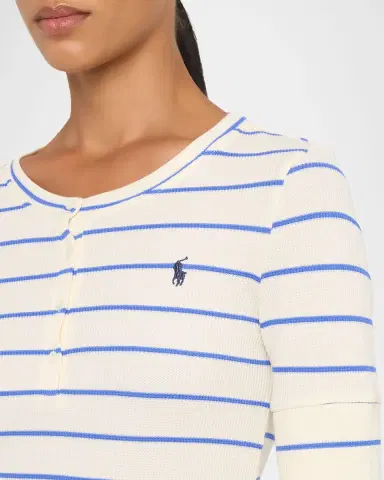 Polo Ralph Lauren Striped Waffle-Knit Henley & Shorts Pajama Set | Thumbnail 5 Polo Ralph Lauren Striped Waffle-Knit Henley & Shorts Pajama Set | Thumbnail 5