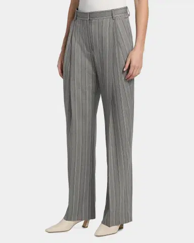 Stella McCartney Striped Wool Pleated Straight-Leg Trousers | Thumbnail 3 Stella McCartney Striped Wool Pleated Straight-Leg Trousers | Thumbnail 3