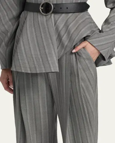 Stella McCartney Striped Wool Pleated Straight-Leg Trousers | Thumbnail 10 Stella McCartney Striped Wool Pleated Straight-Leg Trousers | Thumbnail 10