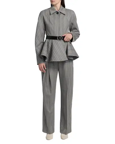 Stella McCartney Striped Wool Pleated Straight-Leg Trousers | Thumbnail 1 Stella McCartney Striped Wool Pleated Straight-Leg Trousers | Thumbnail 1