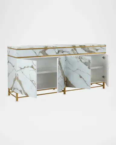John-Richard Collection Marbled 4-Door Sideboard | Thumbnail 2 John-Richard Collection Marbled 4-Door Sideboard | Thumbnail 2