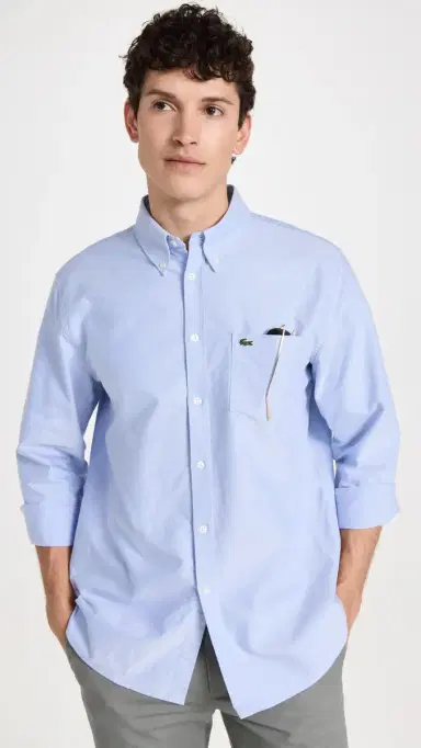 Lacoste Regular Fit Oxford Cotton Shirt Blue | Thumbnail 2 Lacoste Regular Fit Oxford Cotton Shirt Blue | Thumbnail 2