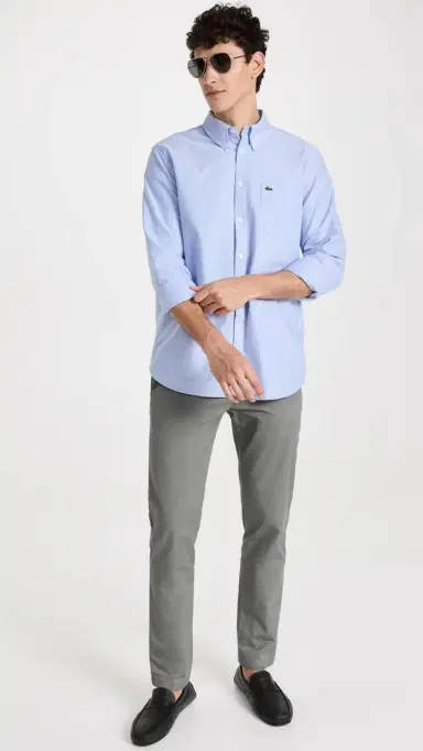 Lacoste Regular Fit Oxford Cotton Shirt Blue | Thumbnail 5 Lacoste Regular Fit Oxford Cotton Shirt Blue | Thumbnail 5