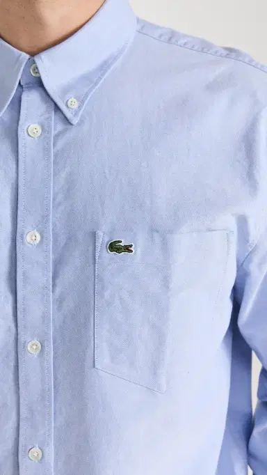 Lacoste Regular Fit Oxford Cotton Shirt Blue | Thumbnail 6 Lacoste Regular Fit Oxford Cotton Shirt Blue | Thumbnail 6