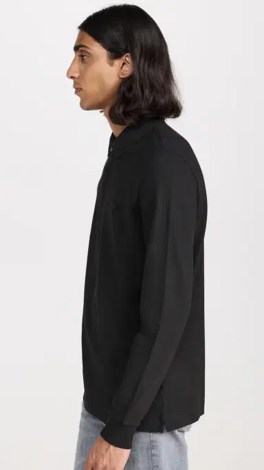 Lacoste Long Sleeve tretch Cotton Paris Polo Noir | Thumbnail 4 Lacoste Long Sleeve tretch Cotton Paris Polo Noir | Thumbnail 4