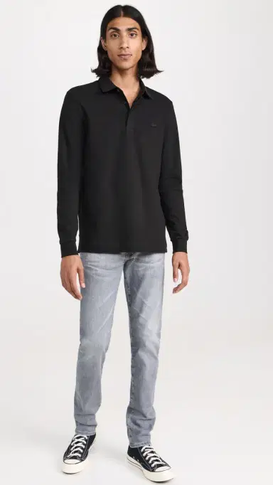 Lacoste Long Sleeve tretch Cotton Paris Polo Noir | Thumbnail 5 Lacoste Long Sleeve tretch Cotton Paris Polo Noir | Thumbnail 5