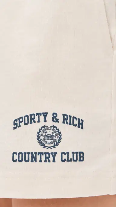 Sporty & Rich Varsity Crest Disco Shorts Ecru | Thumbnail 6 Sporty & Rich Varsity Crest Disco Shorts Ecru | Thumbnail 6