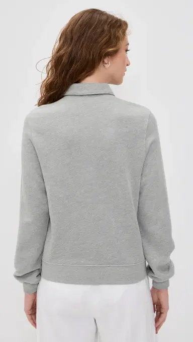 DONNI. The Eco-Terry Polo Sweatshirt Heather Grey | Thumbnail 3 DONNI. The Eco-Terry Polo Sweatshirt Heather Grey | Thumbnail 3