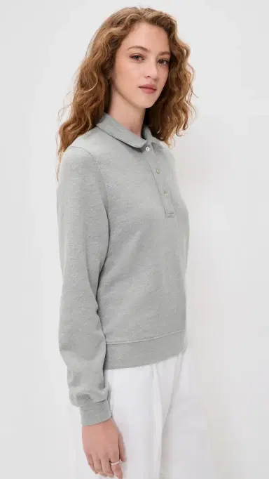 DONNI. The Eco-Terry Polo Sweatshirt Heather Grey | Thumbnail 4 DONNI. The Eco-Terry Polo Sweatshirt Heather Grey | Thumbnail 4
