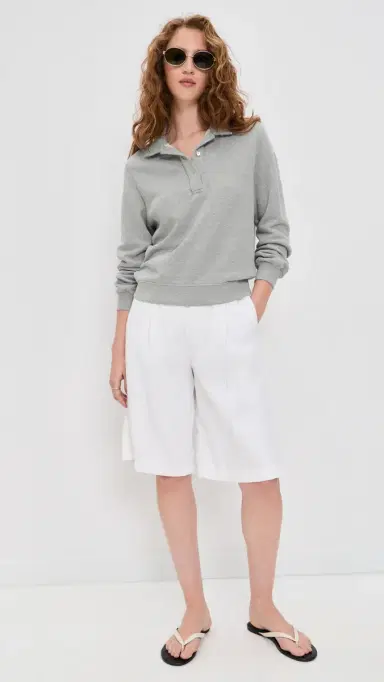 DONNI. The Eco-Terry Polo Sweatshirt Heather Grey | Thumbnail 5 DONNI. The Eco-Terry Polo Sweatshirt Heather Grey | Thumbnail 5