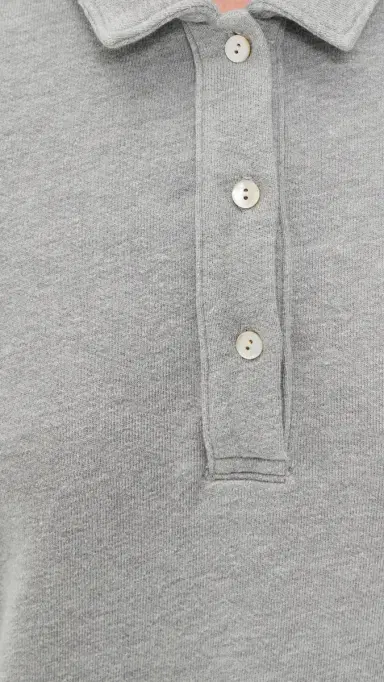 DONNI. The Eco-Terry Polo Sweatshirt Heather Grey | Thumbnail 6 DONNI. The Eco-Terry Polo Sweatshirt Heather Grey | Thumbnail 6