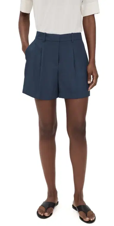 Theory Fluid Pleated Shorts Nocturne Navy/Xlv | Thumbnail 1 Theory Fluid Pleated Shorts Nocturne Navy/Xlv | Thumbnail 1