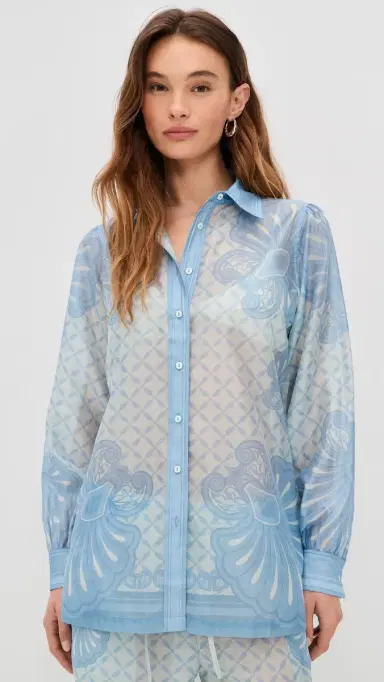 Shani Shemer usan Button Down hirt Aqua hell Print | Thumbnail 2 Shani Shemer usan Button Down hirt Aqua hell Print | Thumbnail 2