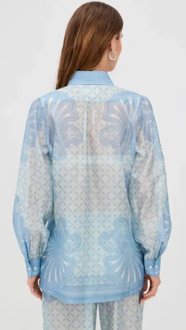 Shani Shemer usan Button Down hirt Aqua hell Print | Thumbnail 3 Shani Shemer usan Button Down hirt Aqua hell Print | Thumbnail 3