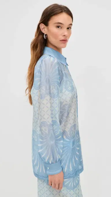 Shani Shemer usan Button Down hirt Aqua hell Print | Thumbnail 4 Shani Shemer usan Button Down hirt Aqua hell Print | Thumbnail 4